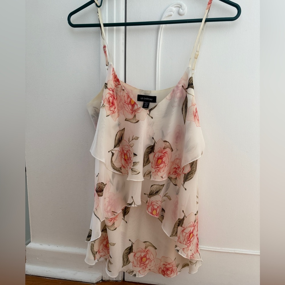 Le Chateau Floral Camisole - Cream and Pink